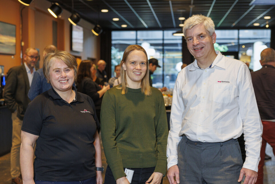 MED PÅ ENDRINGER: Tre av de som har vært involvert i endringene fra Norsvins side; Torunn Aasmundstad, avlssjef, Maja Winther Iversen og Dan Olsen, begge avlsforskere.